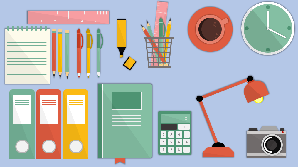 Flat Design office scene free PowerPoint download Building Better